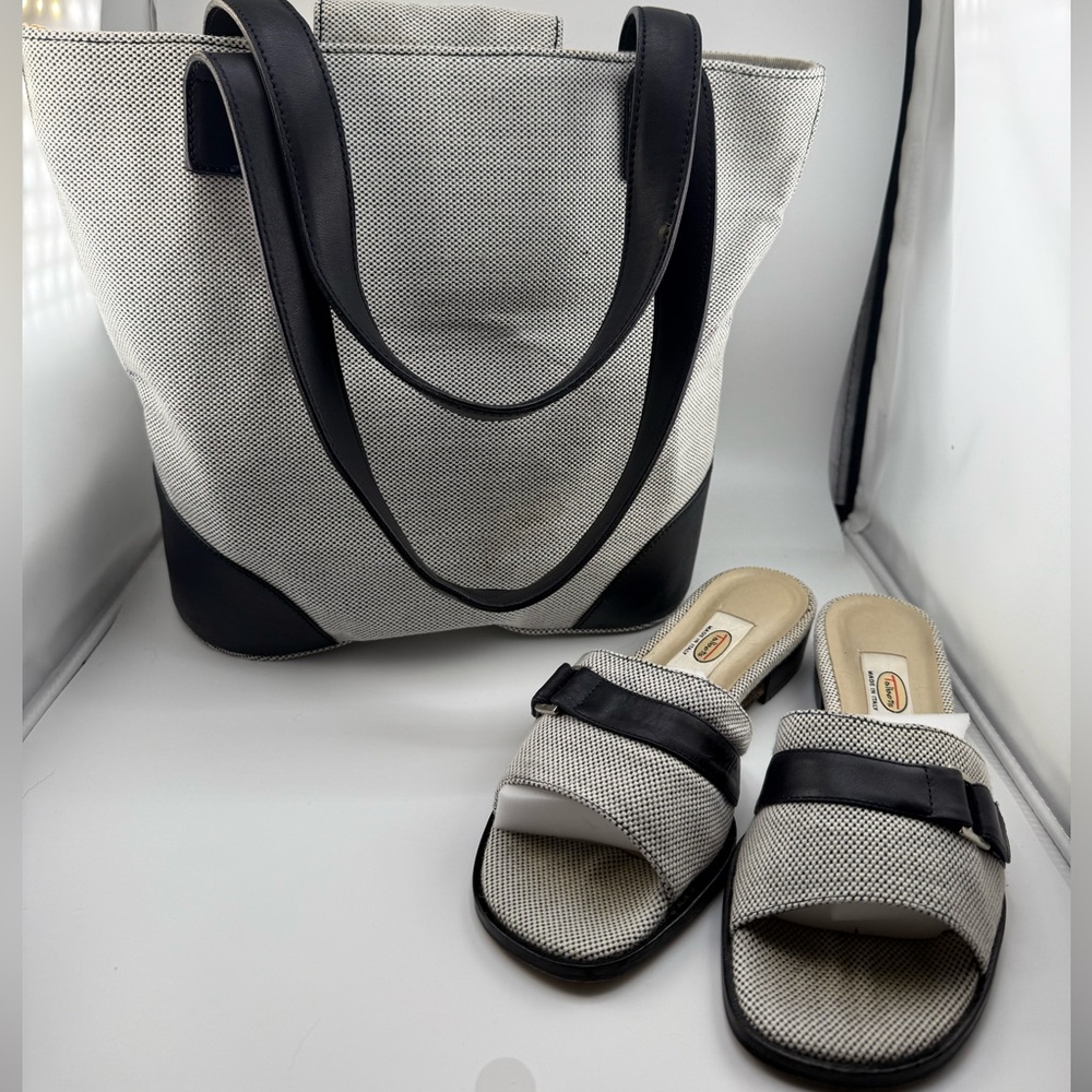 Talbots Black and White Tote Bag with matching sandal